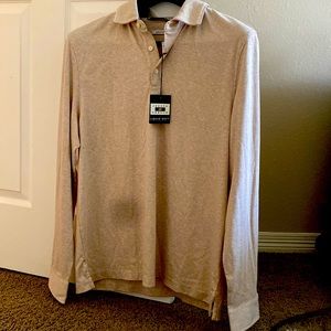 Men’s collared long sleeve shirt, beige